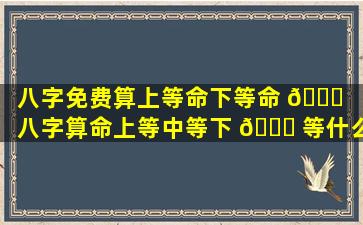 八字免费算上等命下等命 🐋 （八字算命上等中等下 🐛 等什么意思）